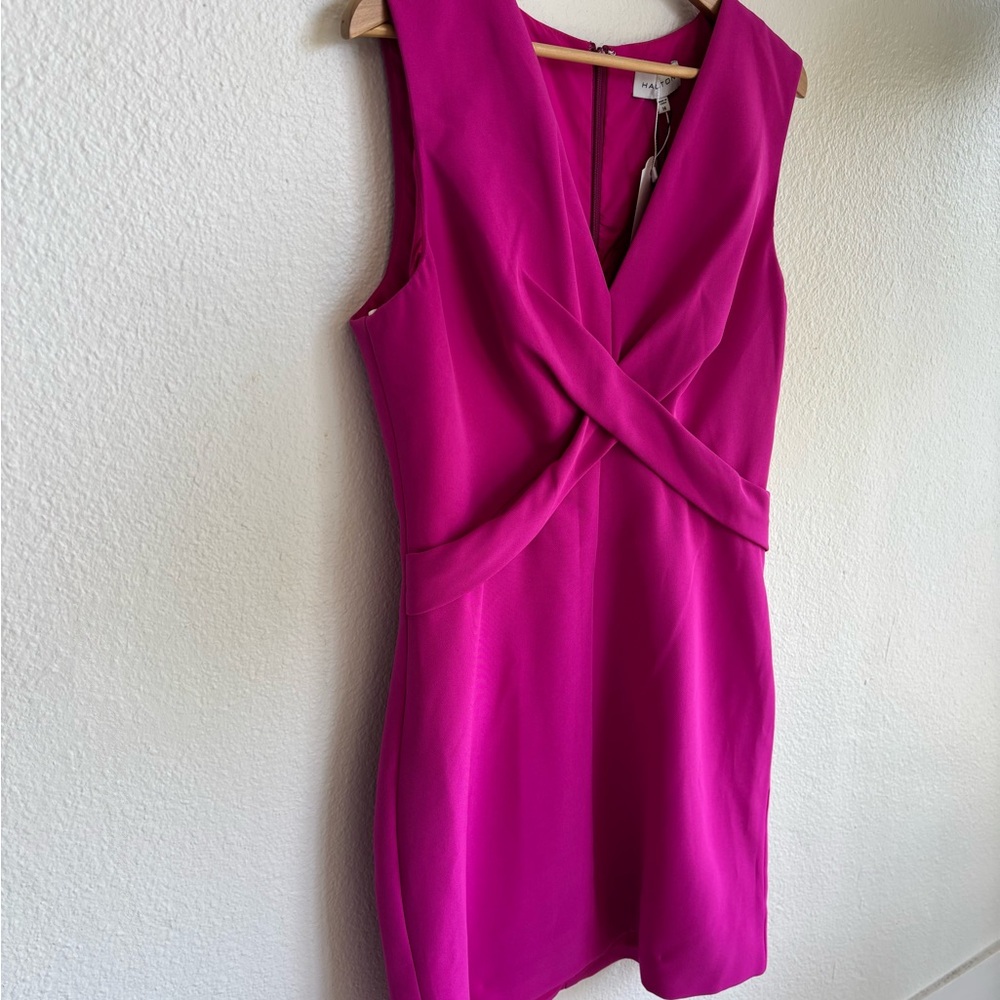 Halston Heritage Pink Tie Front Sheath Mini Dress